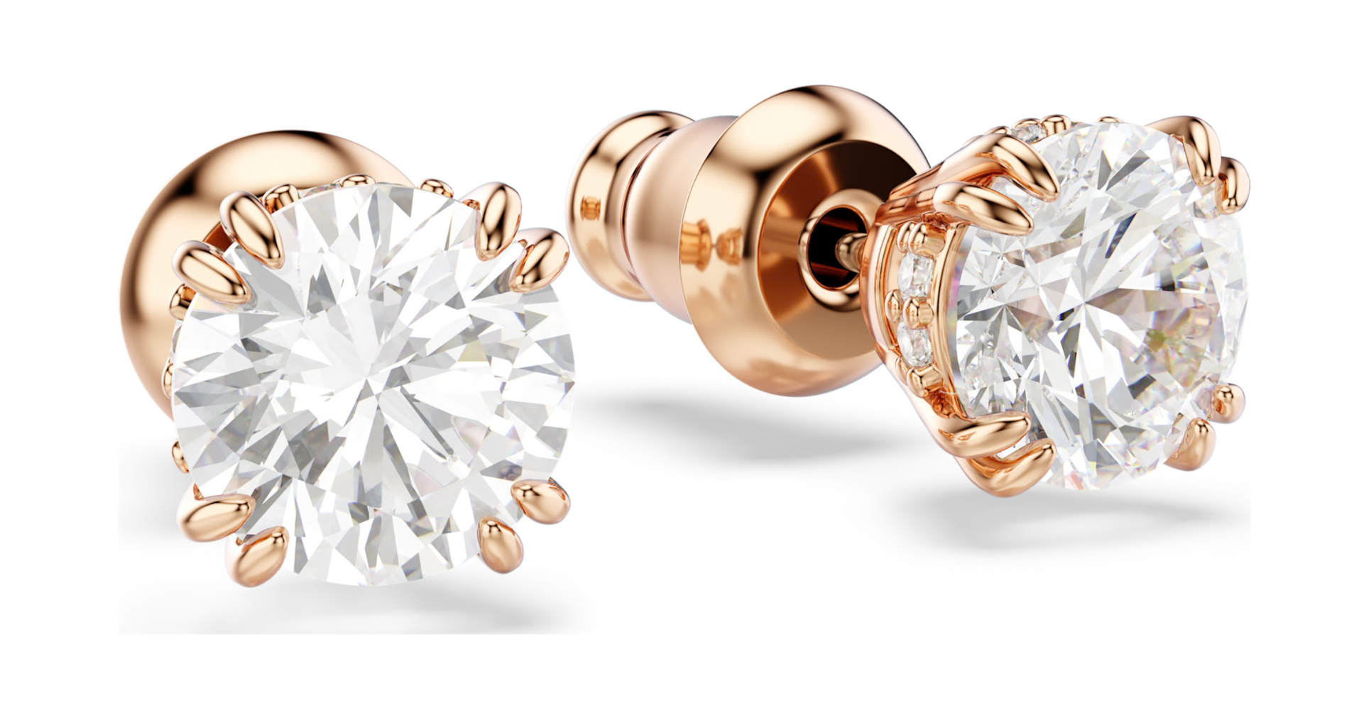 5638801  Stilla stud earrings Round cut, White, 18K rose gold finish
