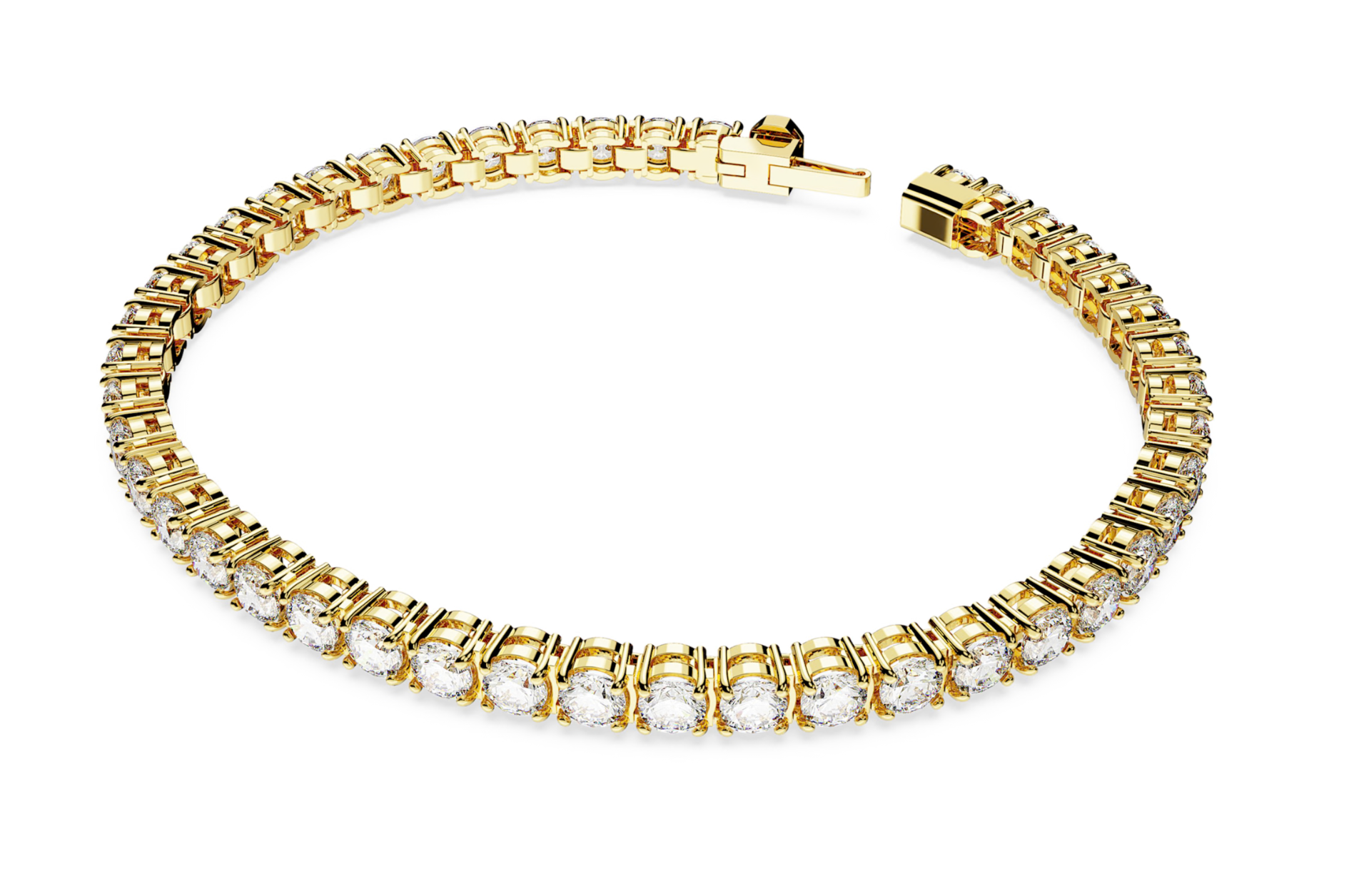 5657665 Matrix Tennis bracelet Round cut, White, 18K gold finish