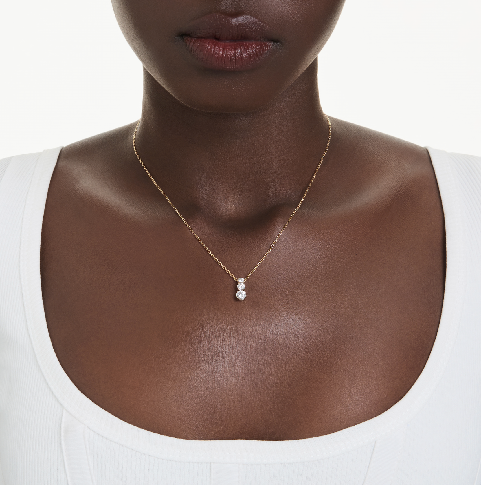 5723298 Stilla Attract pendant Round cut, White, 18K gold finish
