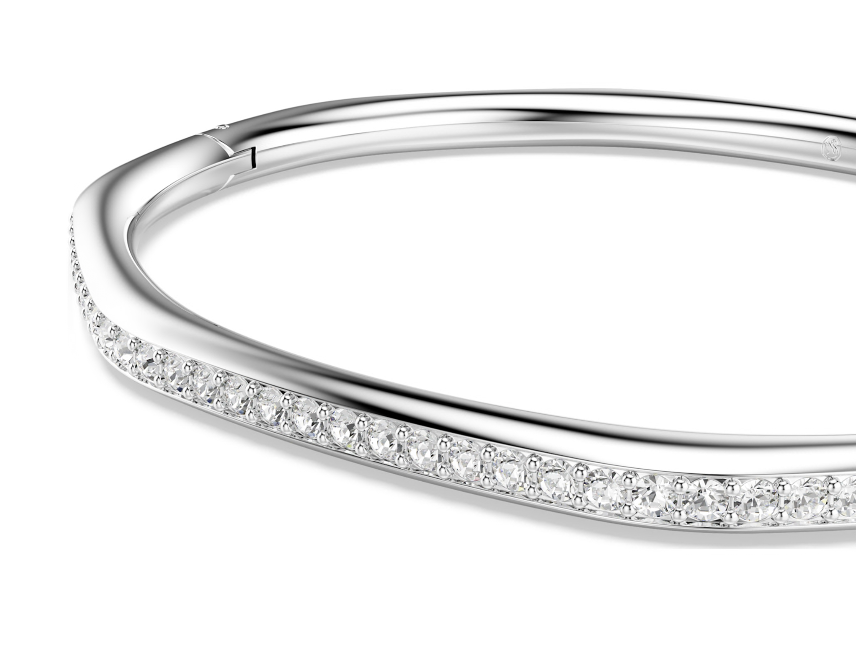 5725222 Dextera bangle Octagon shape, Round cut, White, Rhodium plated