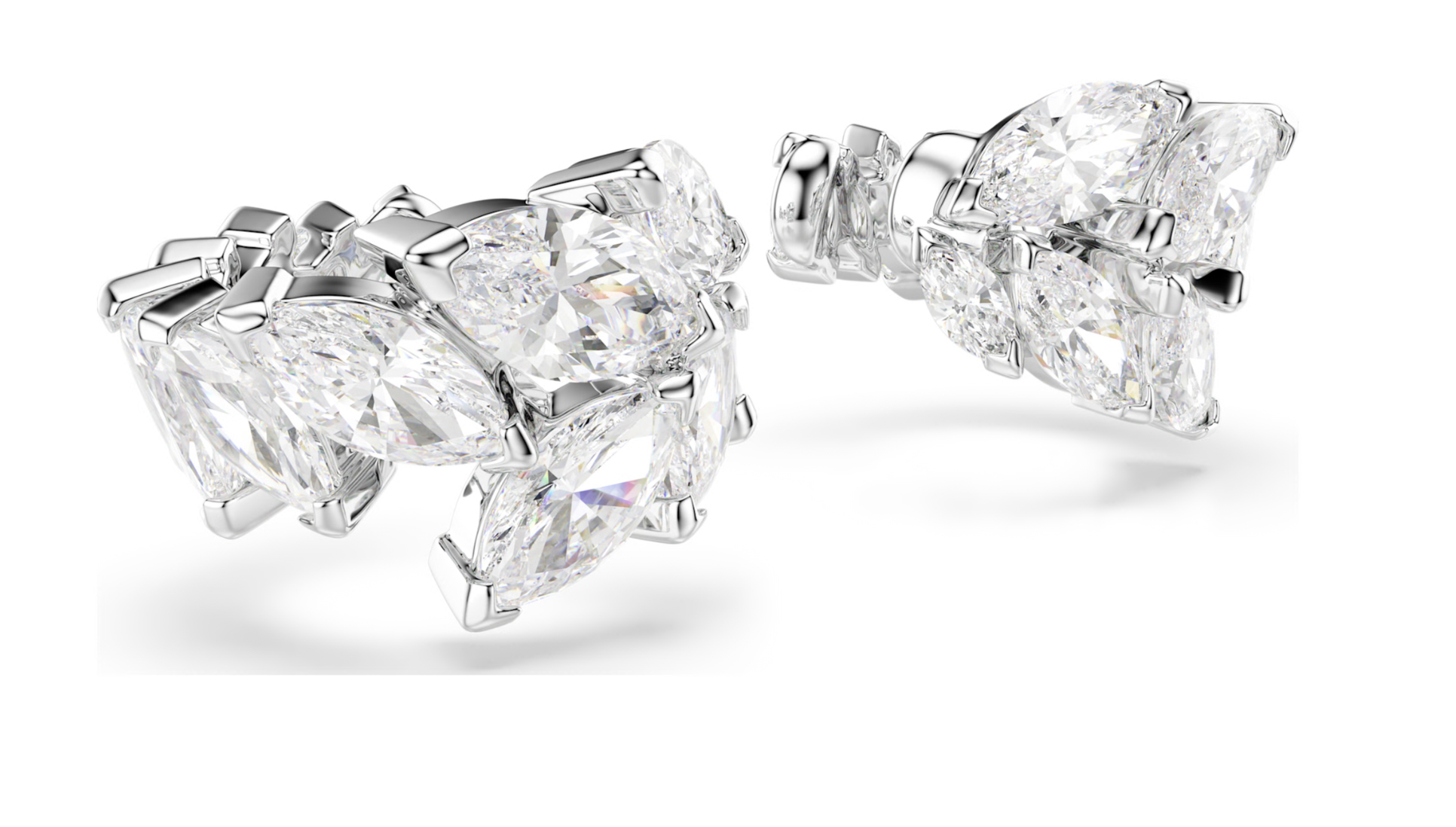 5747998 Mesmera ear cuffs Marquise cut, White, Rhodium plated
