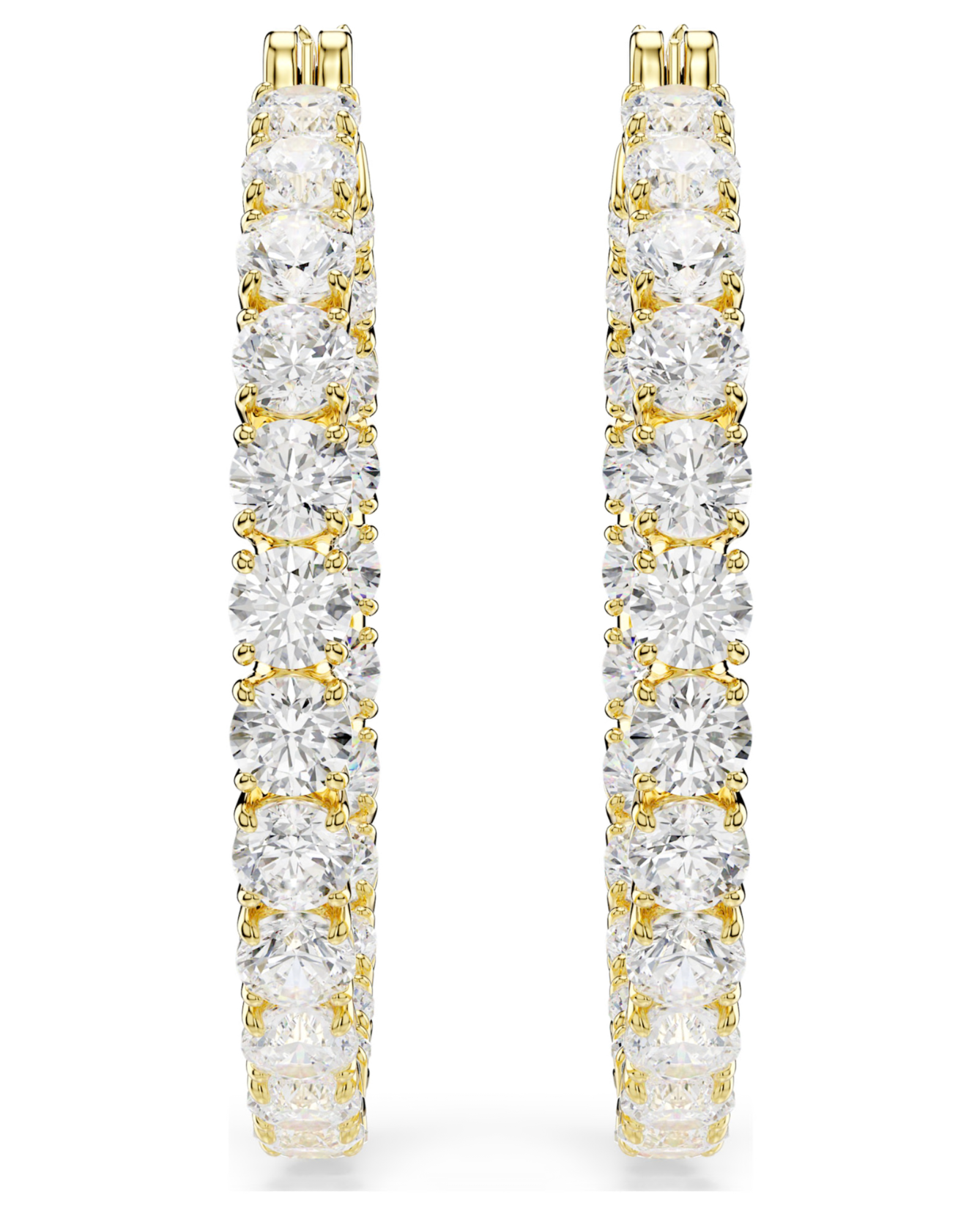 5750620 Matrix hoop earrings Round cut, White, 18K gold finish