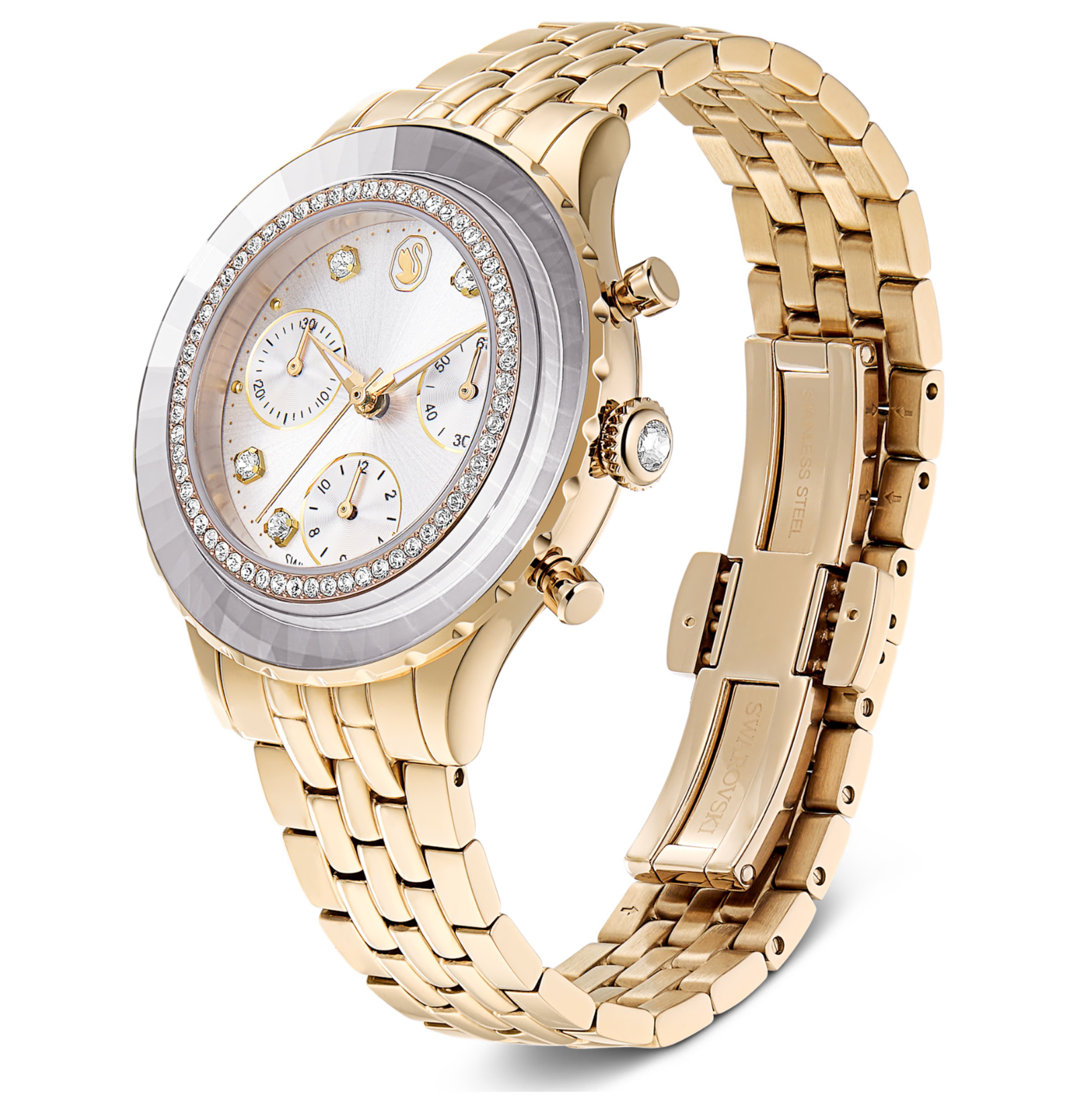 5730194 Octea chrono watch Swiss Made, Metal bracelet, Gold tone, Champagne gold-tone finish
