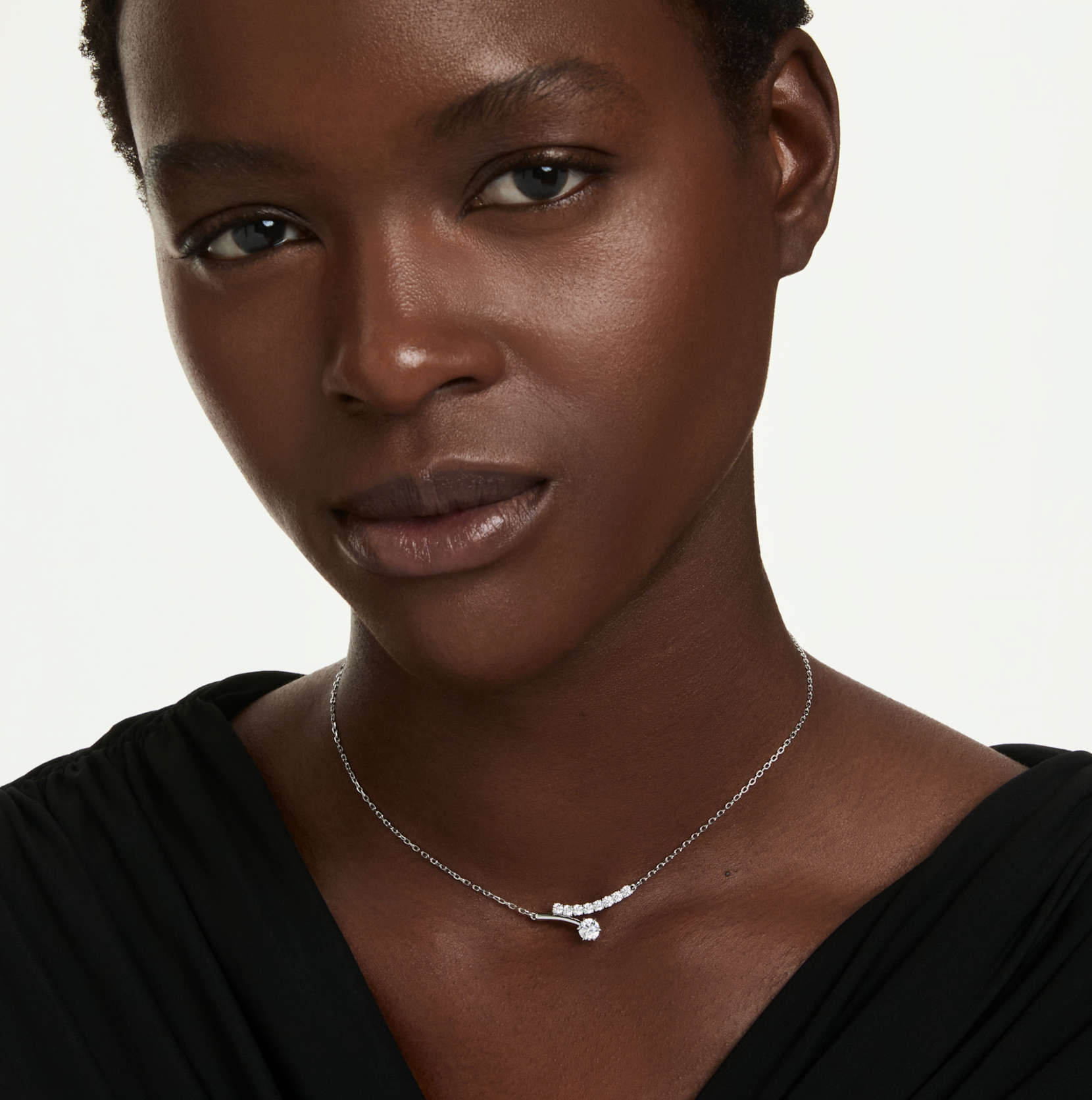5753568  Matrix necklace Round cut, White, Rhodium plated