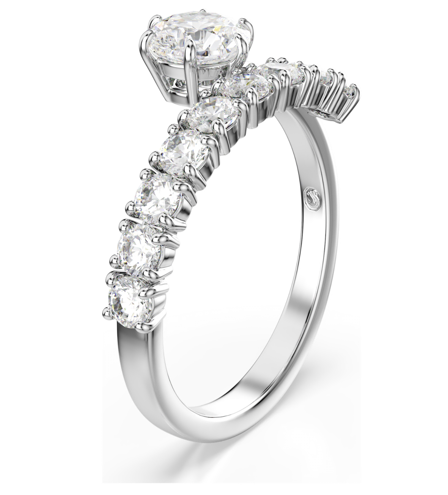 5753575 Matrix open ring Round cut, White, Rhodium plated