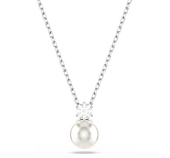 5693897 Matrix pendant Crystal pearl, Round cut, White, Rhodium plated
