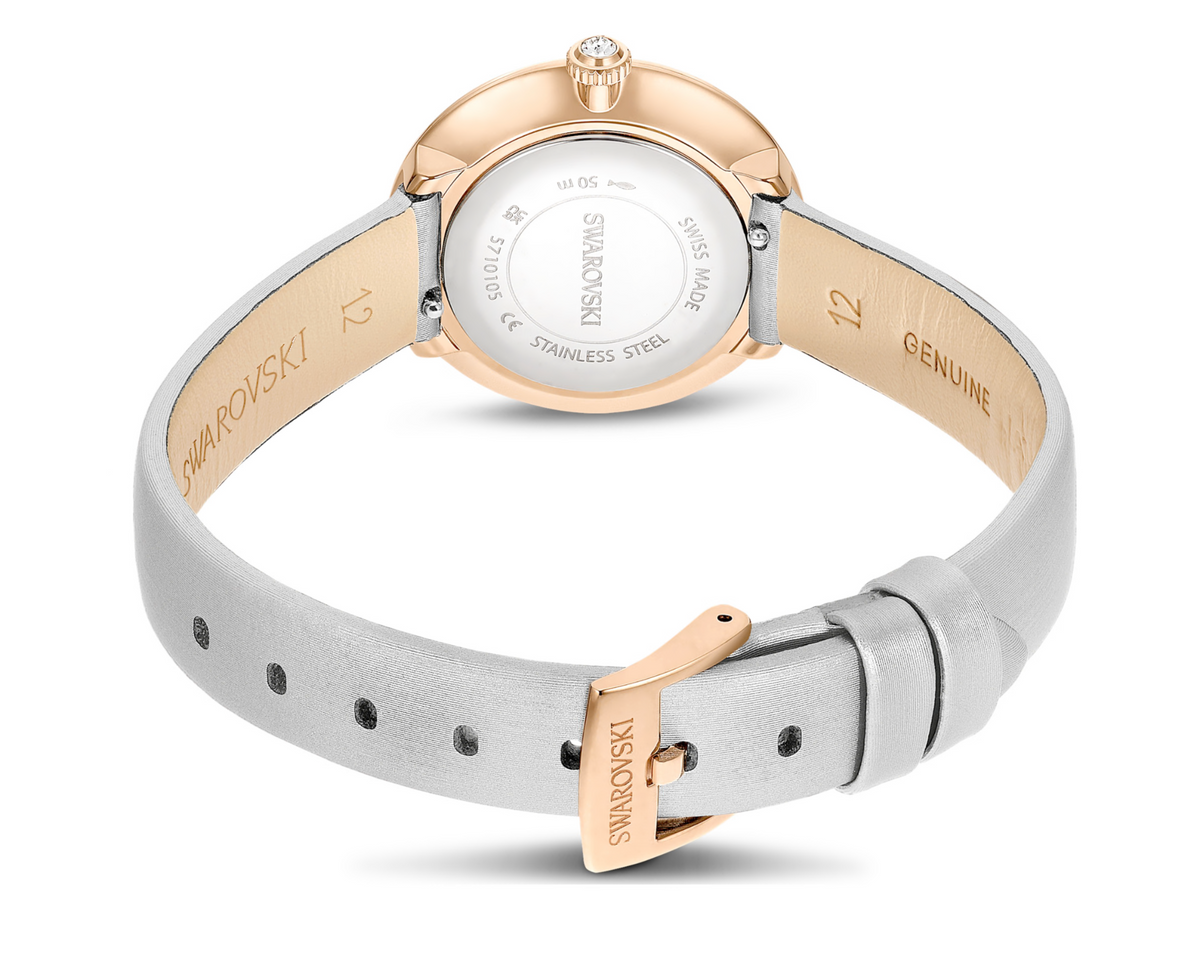 5710105 Matrix tennis watch Swiss Made, Leather strap, Grey, Rose gold-tone finish