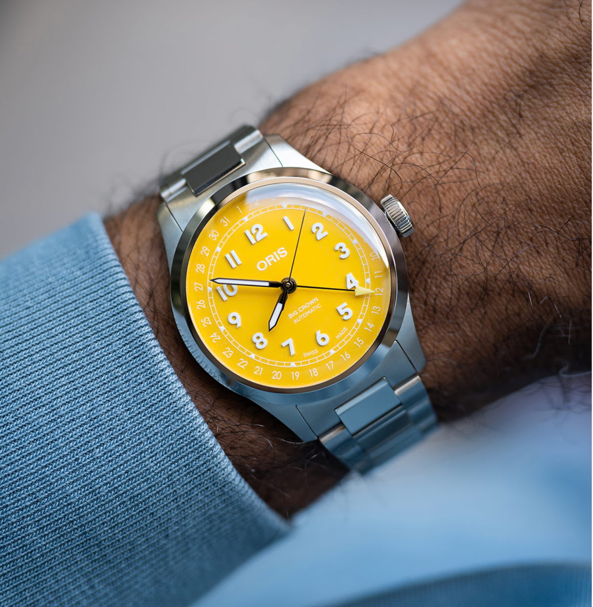 01 754 7798 4069-07 8 20 06 Oris Big Crown Pointer Date - Dial: Yellow, arab num, Strap: MB