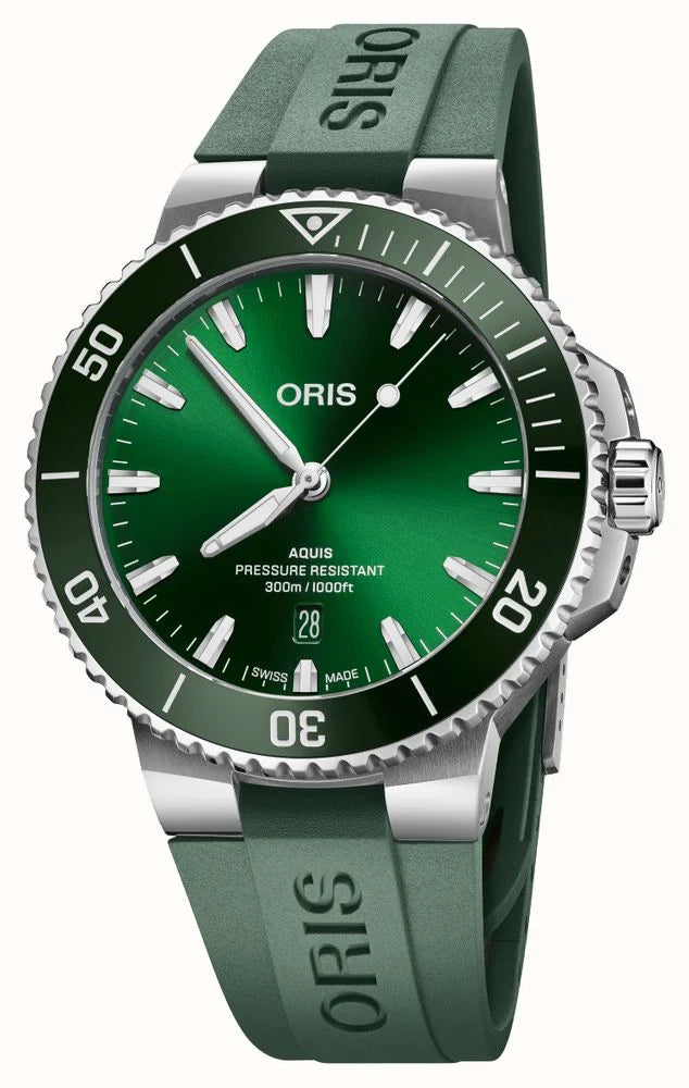 Oris-Aquis Date, Dial:Green, Strap: Caoutchouc Green
