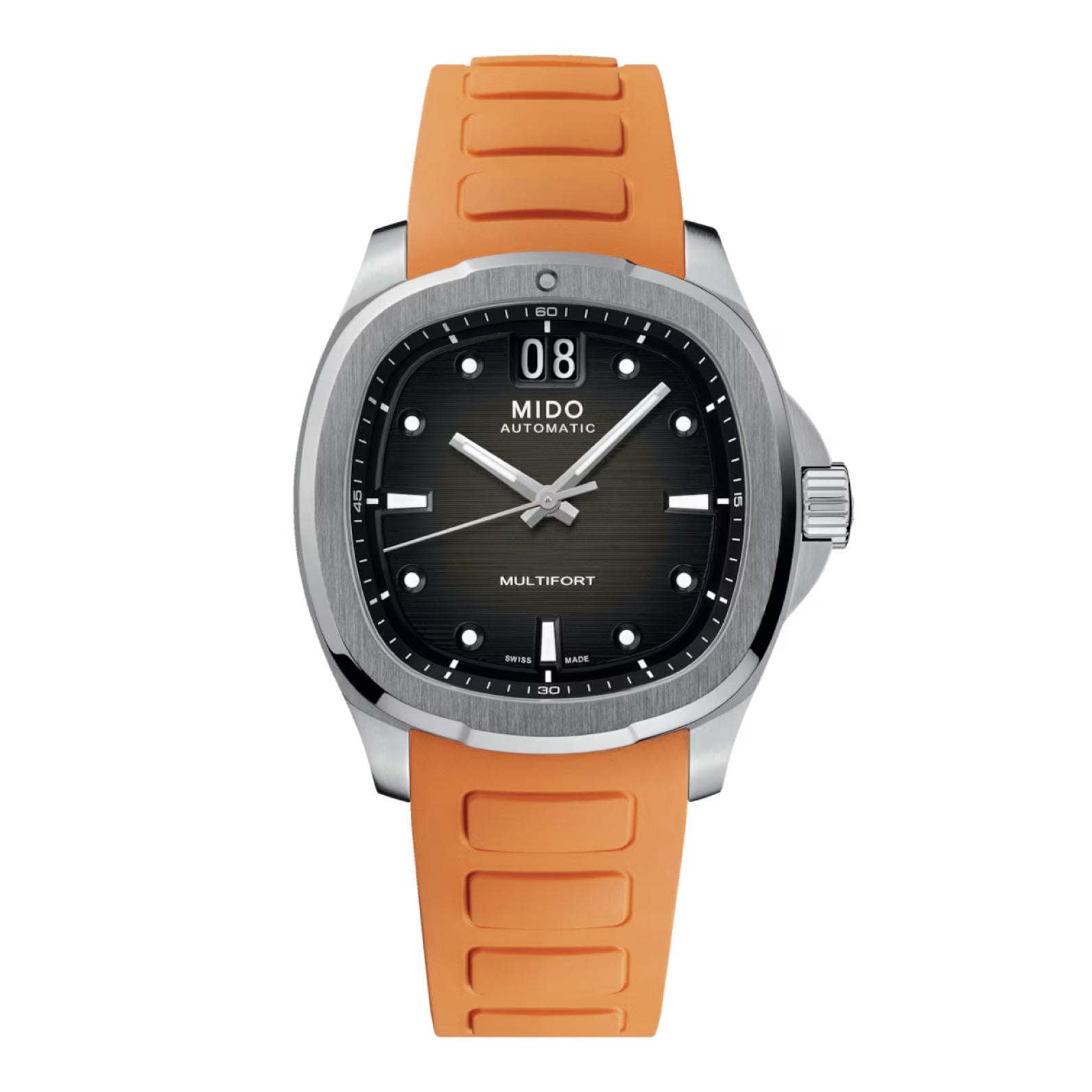 MIDO MULTIFORT GS AUTO STEEL ORANGE STRAP GREY DIAL