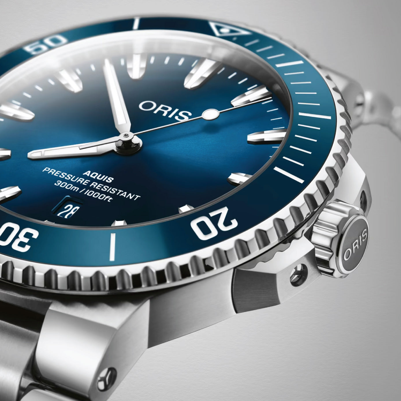 Oris-Aquis Date, Dial:Blue, Strap: MB steel polished