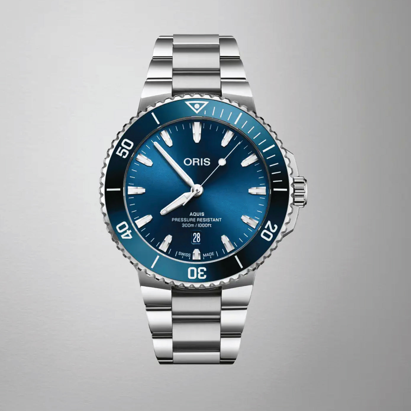 Oris-Aquis Date, Dial:Blue, Strap: MB steel polished