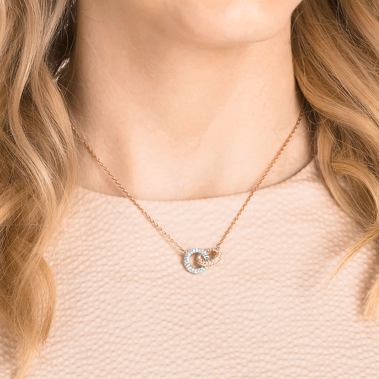 STONE:NECKLACE DOUBLE SILK/CRY/ROS