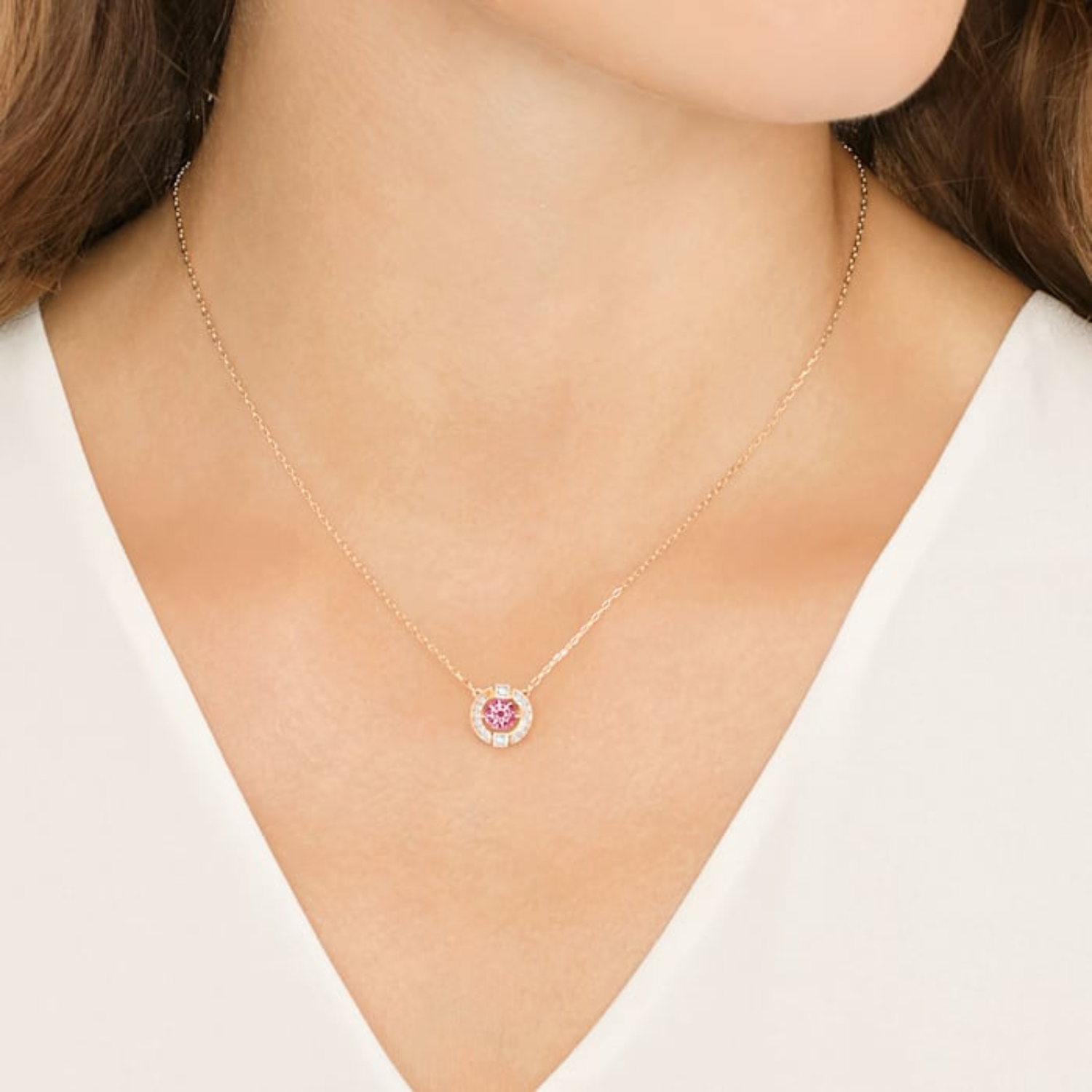 SPARKLING DC:NECKLACE CZRE/CRY/ROS