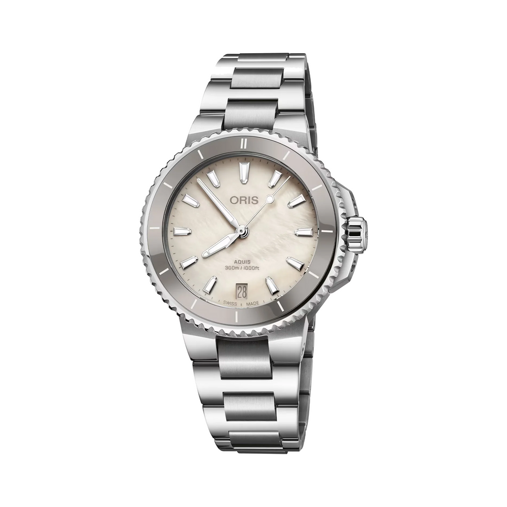01 733 7792 4151-07 8 19 05P Oris-Aquis Date, Dial:White, Strap: MB steel polished