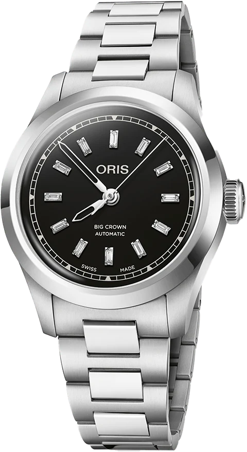 Oris Big Crown Diamond - Dial: Black, Strap: MB steel