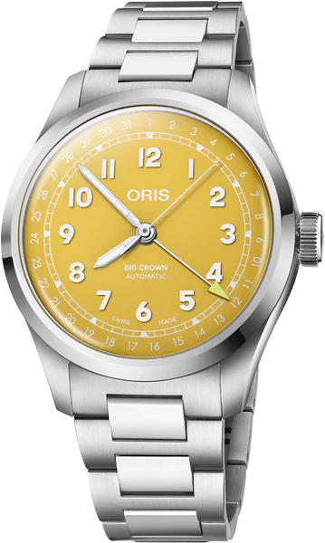 Oris Big Crown Pointer Date - Dial: Yellow, arab num, Strap: MB