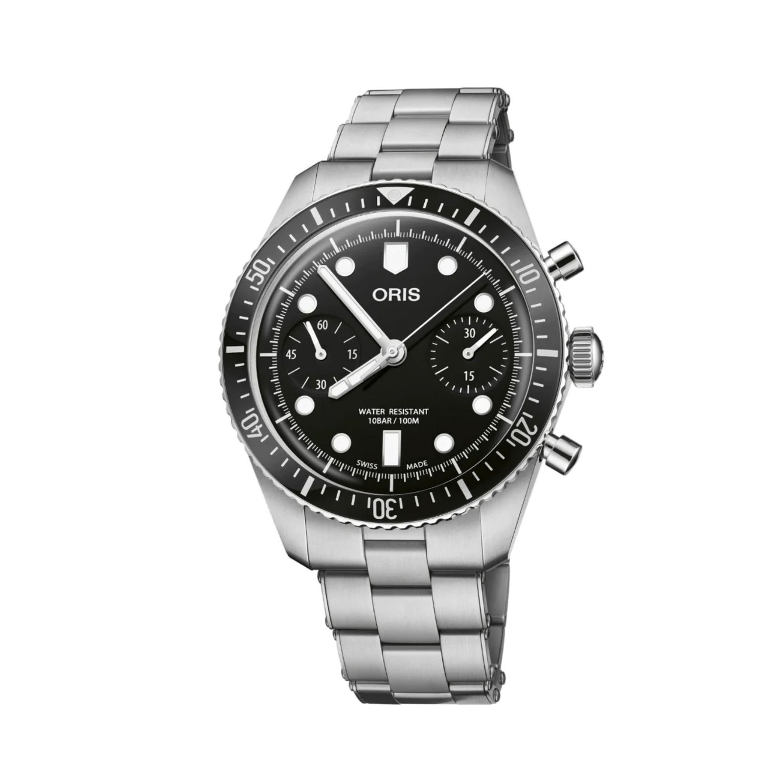 01 771 7791 4054-07 8 20 18 Divers Sixty-Five Chronograph - Dial: Black, Strap: MB Steel Polished
