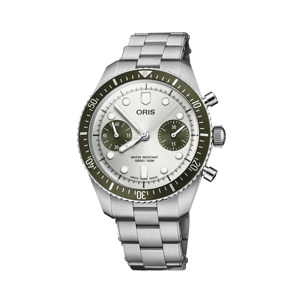 01 771 7791 4051-07 8 20 18 Divers Sixty-Five Chronograph - Dial: Silvered, Strap: MB steel polished