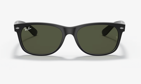 RAY BAN 0RB2132 901L55 NEW WAYFARER BLACK POLISHED W/G-15 GREEN