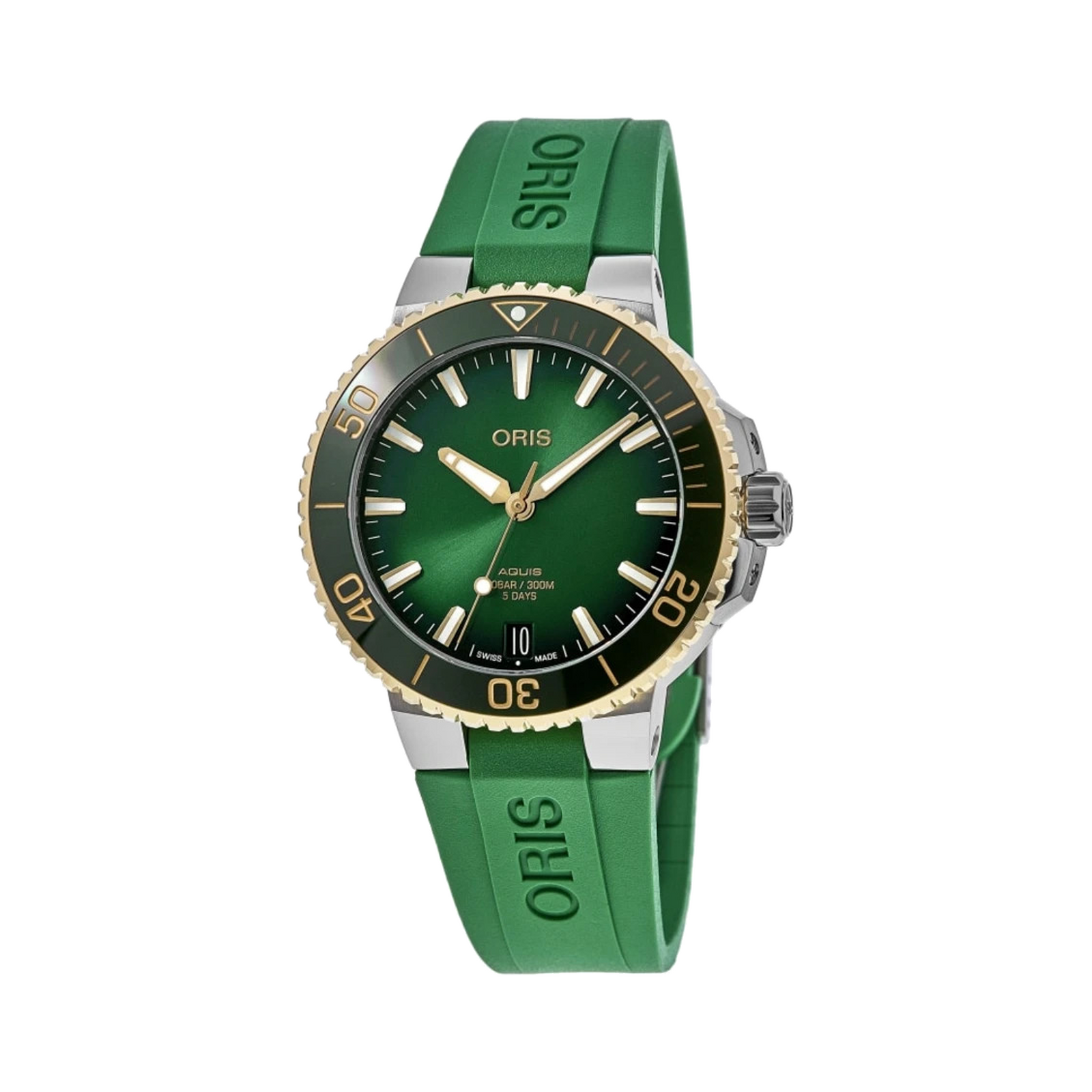 01 400 7769 6357-07 4 22 77FC Aquis Date Cal, 400 Bisco - Dial: Green, Strap: RS Green