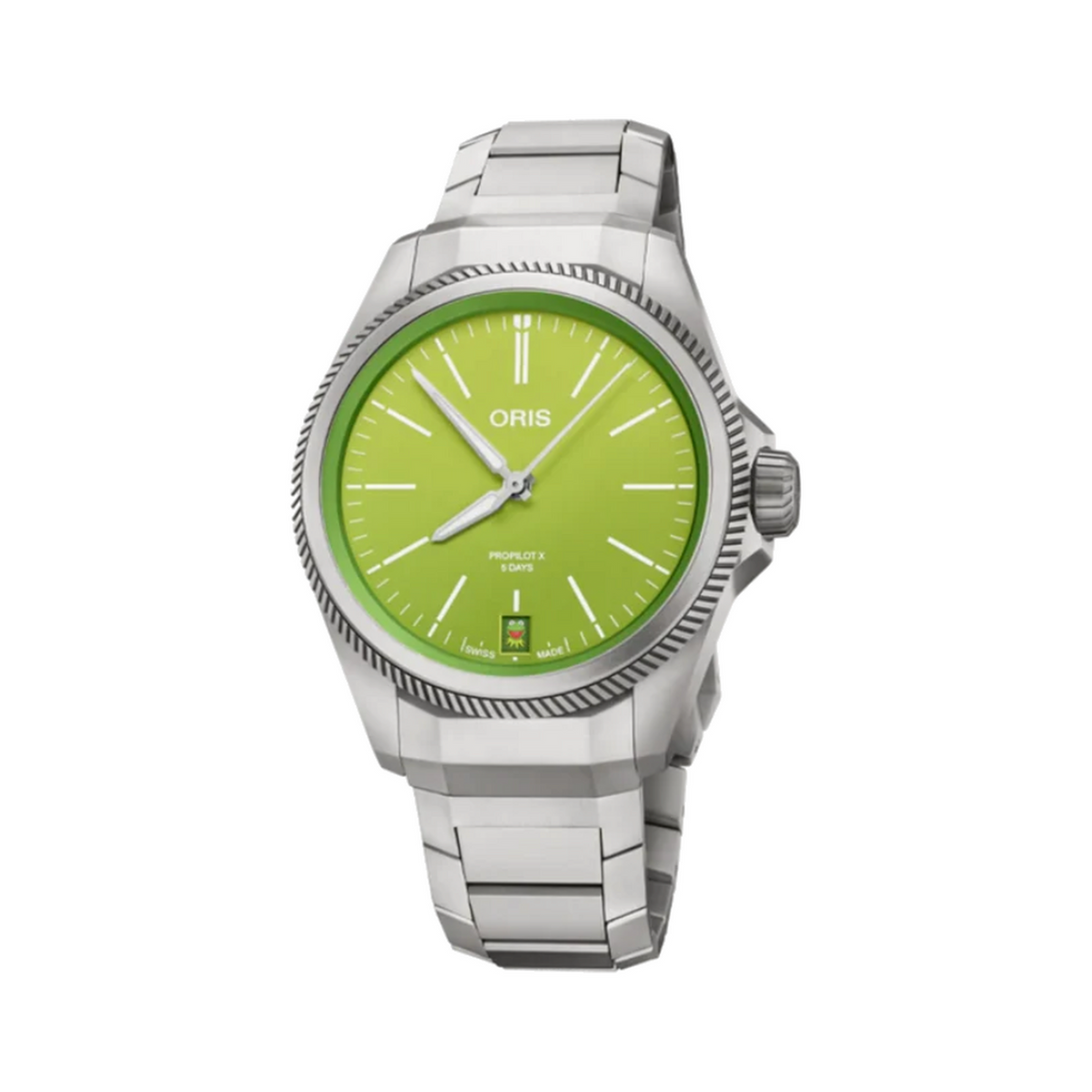 01 400 7778 7157-Set Oris-ProPilot X Kermit Edition, Dial:Green, Strap: MB Titanium