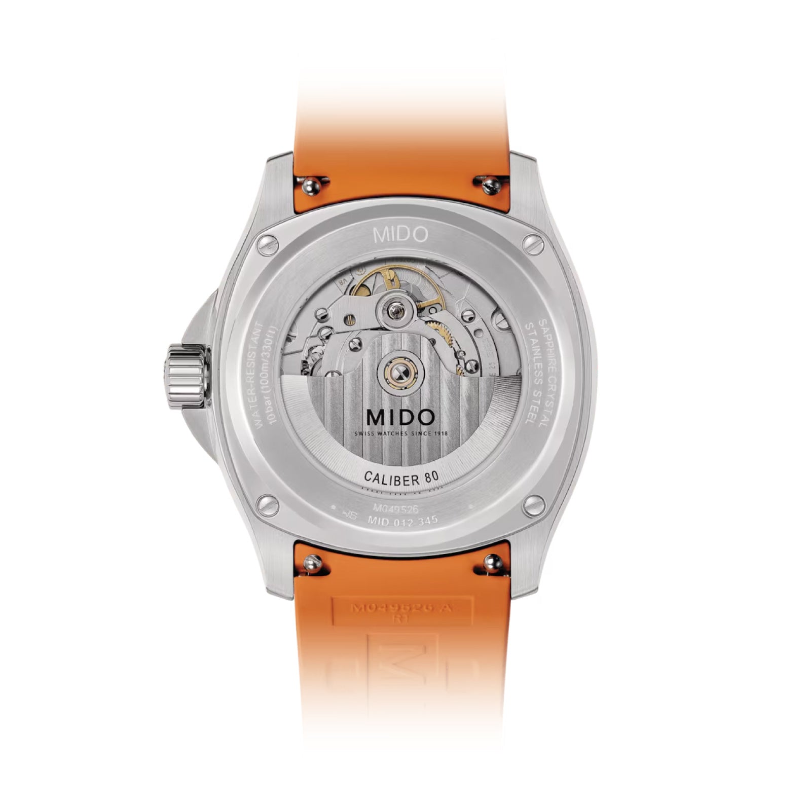 MIDO MULTIFORT GS AUTO STEEL ORANGE STRAP GREY DIAL