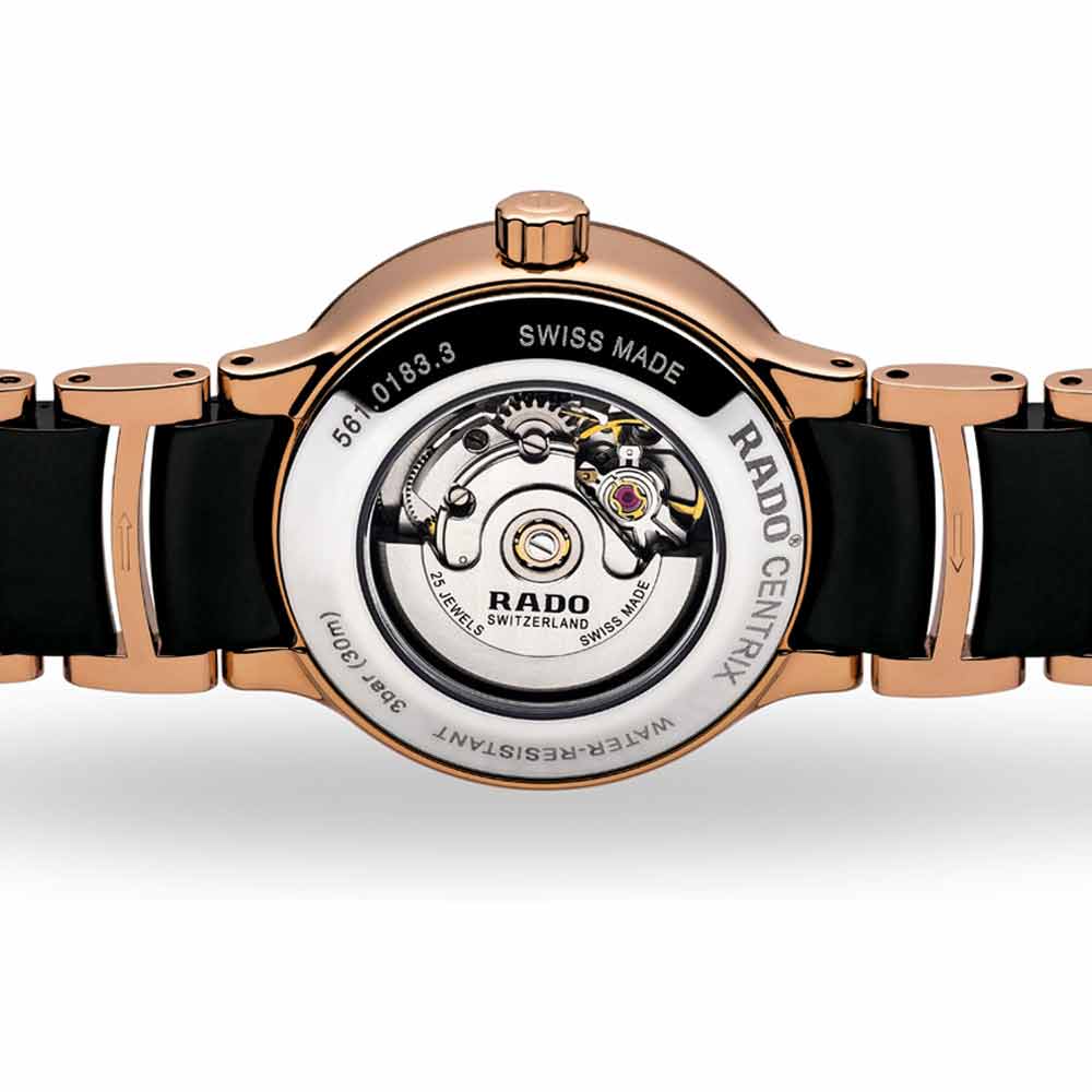 Centrix Automatic Diamonds Rose Gold & Black Ceramic Women's R30183712